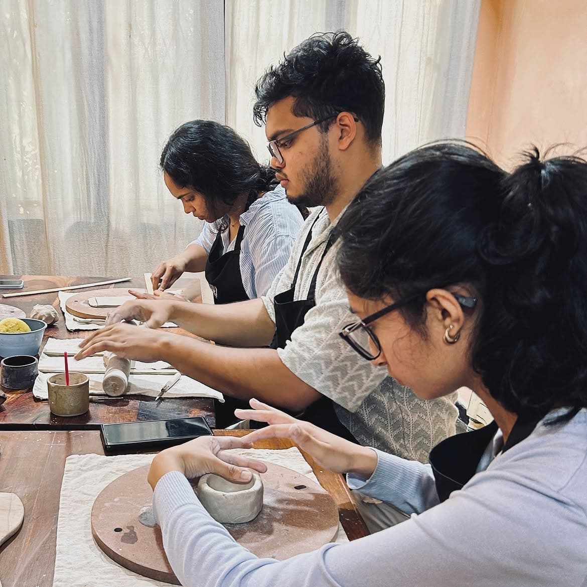 Hand-built ceramics made at Studio Madrasi
